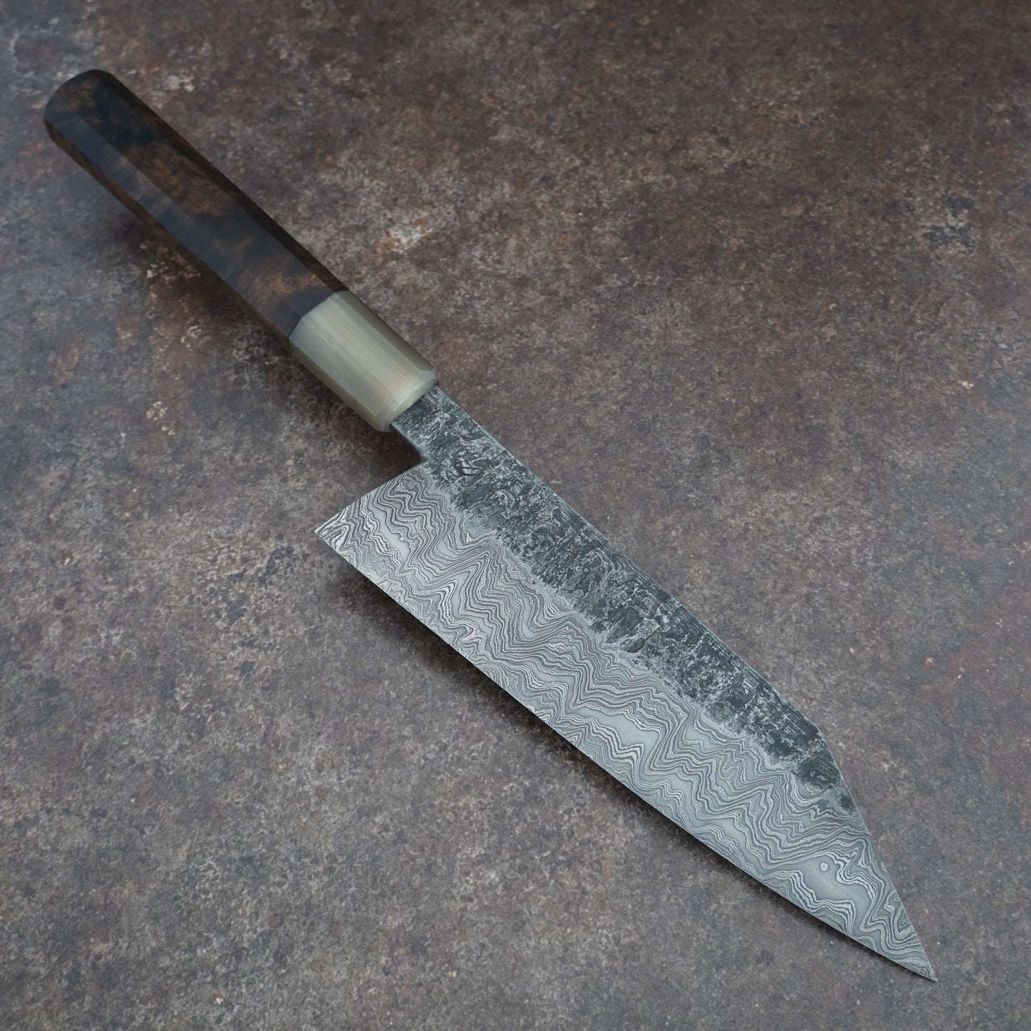 185MM Damascus Bunka With Saya