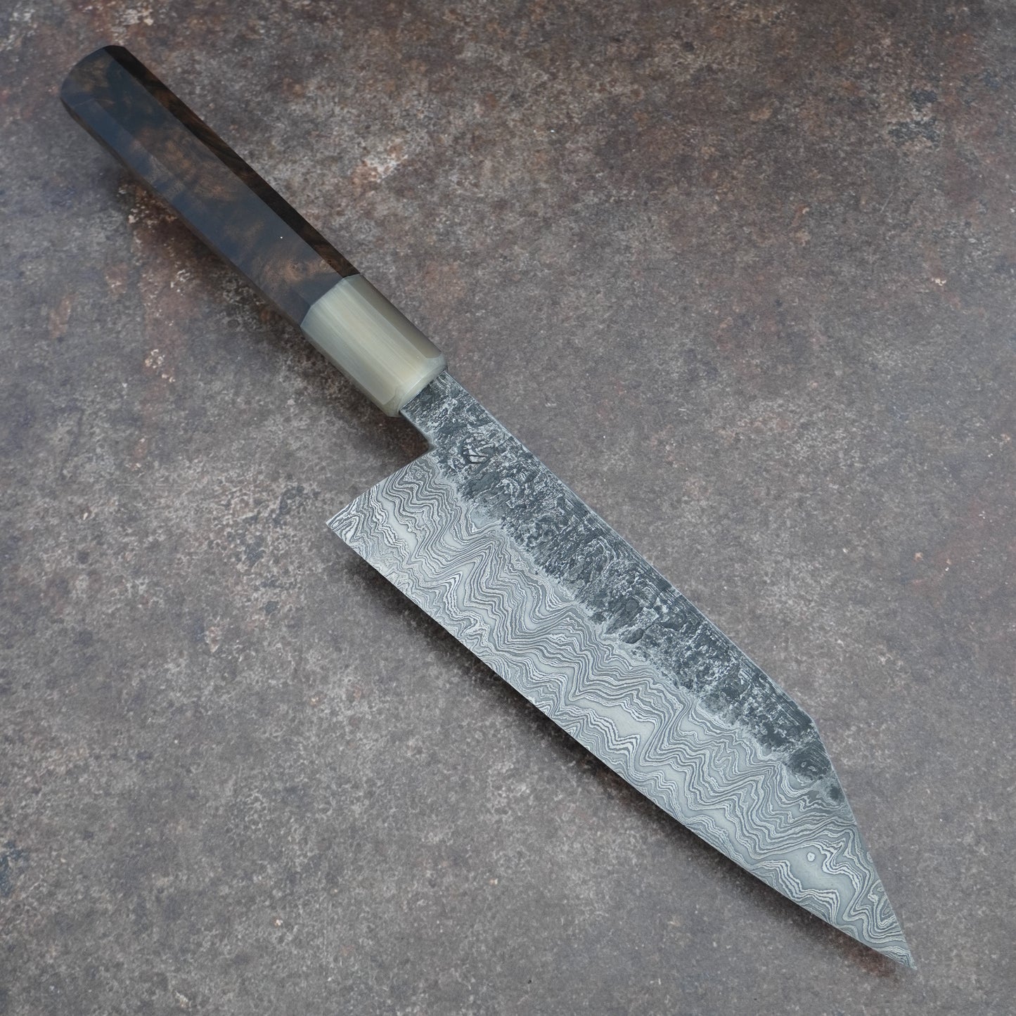 185MM Damascus Bunka With Saya