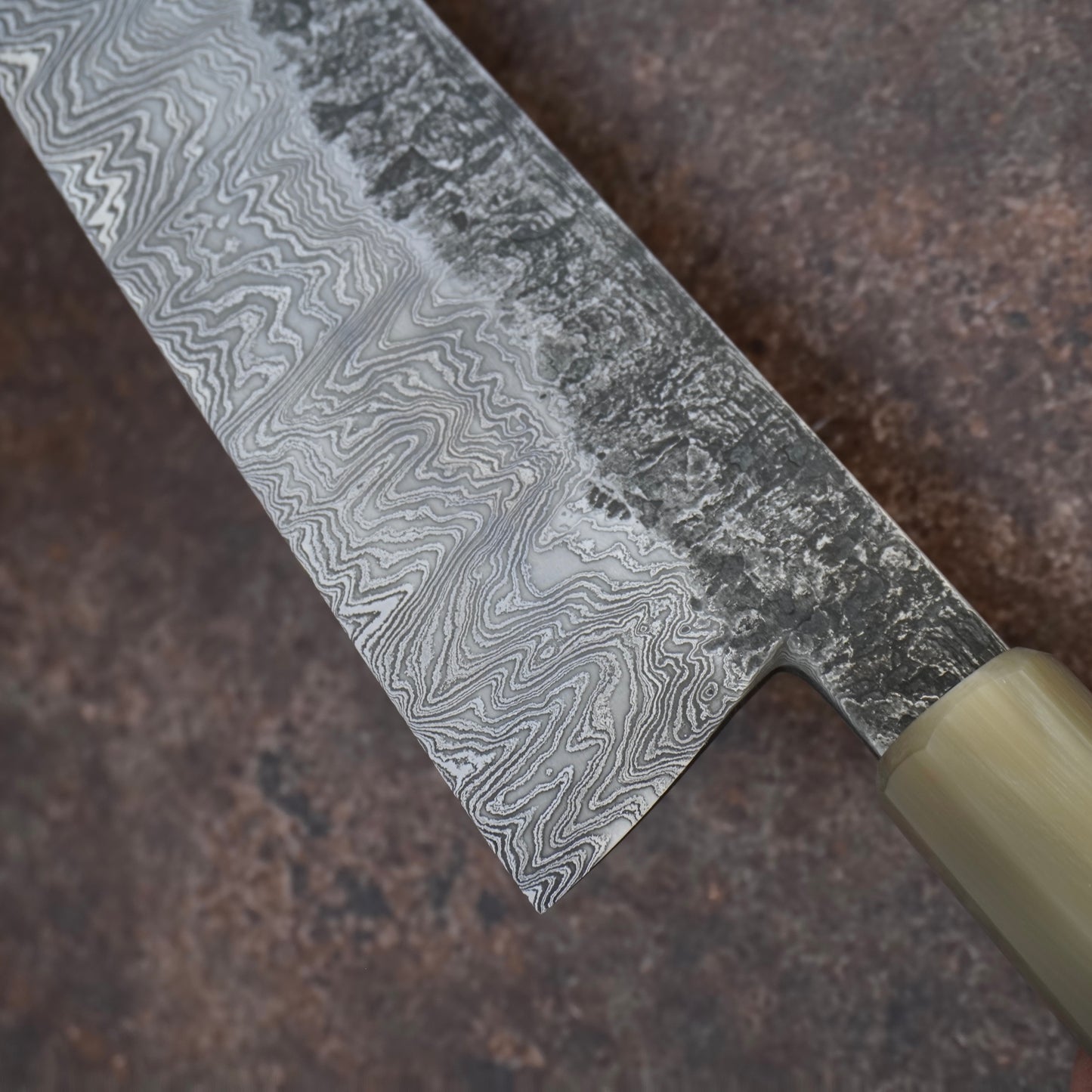 185MM Damascus Bunka With Saya